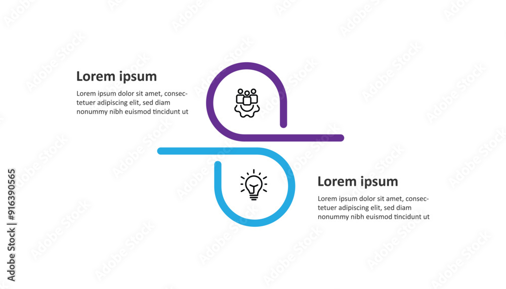Poster 2 line step infographic template vector