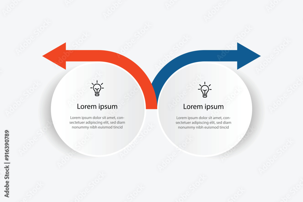 Fototapete Design template infographic vector with 2 step can be used for workflow, business information, presentation data visualization and web graphic design 