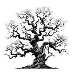 Old Dead Tree black Spooky Isolated on White or Transparent PNG