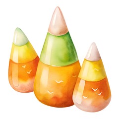 Watercolor Candy Corn Illustration for Halloween and Autumn Themed Designs