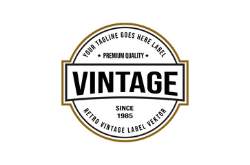 Retro Vintage Round Stamp Label Logo Design, Vintage frame logo. Antique label.