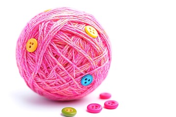 Soft lilac woolen yarn isolated on white, top view