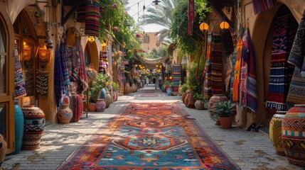 A Colorful Pathway in a Traditional Middle Eastern Market