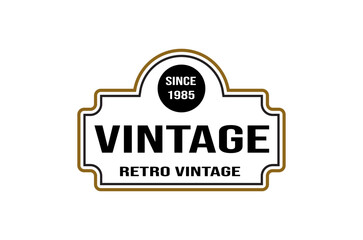 Vintage Retro Stamp Label Logo Design, Vintage Frame Logo. Antique Label.