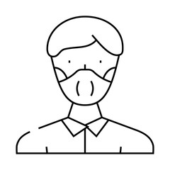 Fototapeta premium facial protective mask line icon vector. facial protective mask sign. isolated contour symbol black illustration