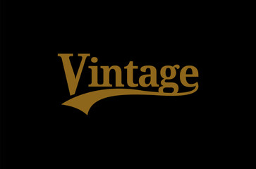Simple Gold Vintage Retro Typography Logo Design. Black background