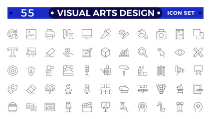 Art icon set. Containing literature, architecture, sculpture, artist, exhibition, painting, music, design and museum icons.