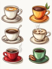 Obraz premium Assortment of Coffee Cups with Different Drinks