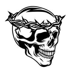 Crown Thorn Skull | Skeleton Head | Thorn Crown | Horror | Crown | Skull Head | Halloween Idea | Jesus Thorn Crown | Original Illustration | Vector and Clipart | Cutfile and Stencil