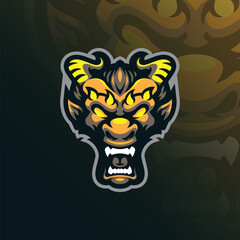 Dragon mascot logo design vector with modern illustration concept style for badge, emblem and t shirt printing. Dragon head illustration for sport team.