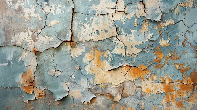 A cracked wall background with prominent fractures and weathered paint, creating a sense of age and decay that adds unique character and texture to any design project