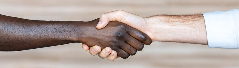 Diverse handshake symbolizing unity and agreement