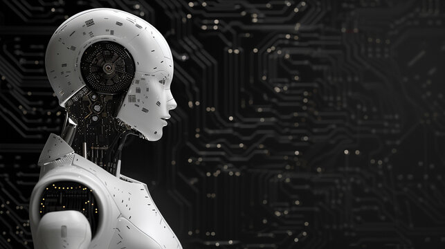 cyborg com circuitos e inteligencia artificial.