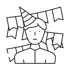 birthday celebration line icon vector. birthday celebration sign. isolated contour symbol black illustration