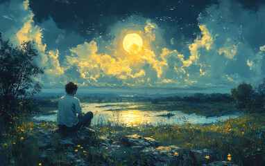 Obraz premium Imaginative Vision: Artist Dreaming of Creation