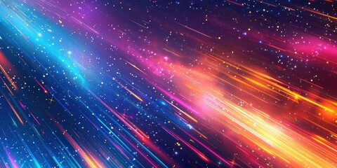 Obraz premium Abstract Neon Lights and Stars on a Dark Blue Background