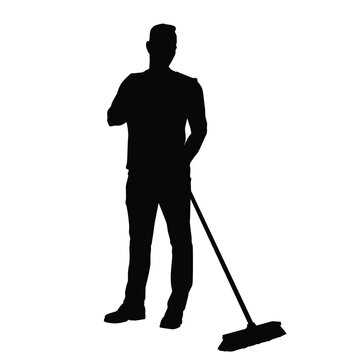 recommend clip art: Silhouette of a janitor