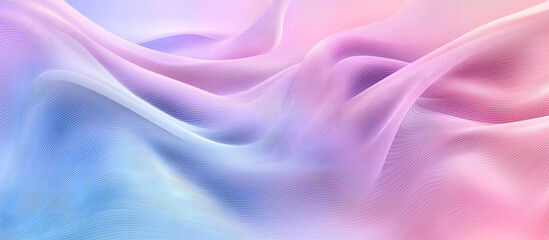 Fototapeta premium A soothing abstract composition featuring flowing, undulating lines in soft pastel colors of pink, blue, and lavender. The delicate waves and gradient shades evoke a sense of calm and tranquility