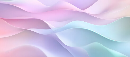 Obraz premium A soothing abstract composition featuring flowing, undulating lines in soft pastel colors of pink, blue, and lavender. The delicate waves and gradient shades evoke a sense of calm and tranquility