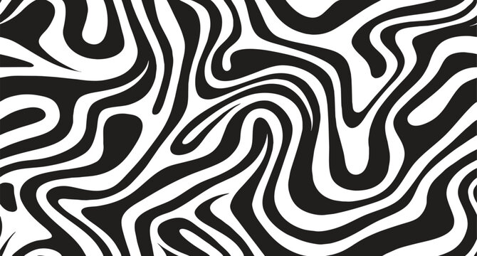 Black irregular organic lines seamless pattern.