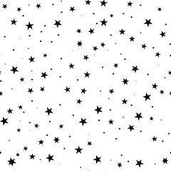 Black stars white background pattern.