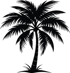 coconut palm tree silhouette, Print, vector