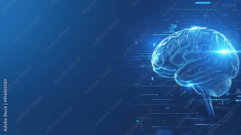 Wall mural al's brain and the data lines flowing from it, symbolize the simple power of data lines flowing from