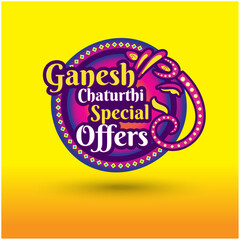 Colorful Abstract Ganesh Chaturthi Special Offers, Deals, Discounts Logo Design Vector. Retail sale, Advertising, Promotional, Special Offers Logo Unit