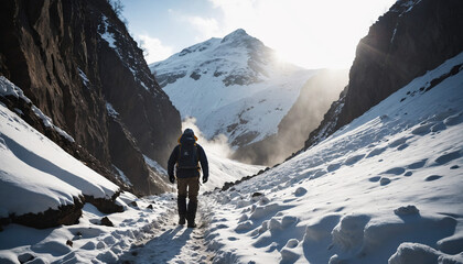 Mountain Secrets in Snowy Winter: The Traveler's Trek Overwhelmed in Landslide