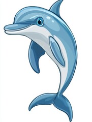 Obraz premium Cheerful Cartoon Dolphin Jumping Out of Water