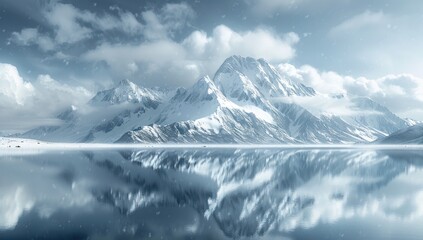 Obraz premium Snow-Capped Mountains Reflected in a Still Lake