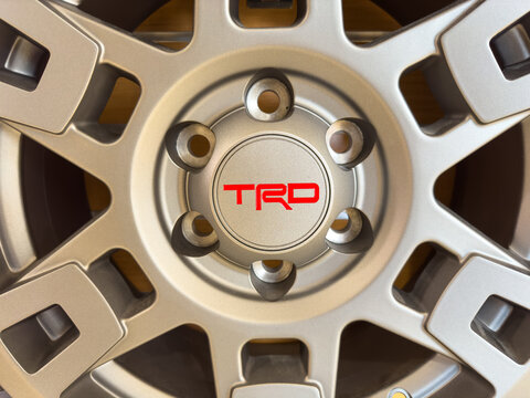 Toyota TRD rim for a pickup truck. 