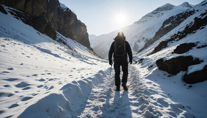 Highland Lost in Snowy Winter: The Expeditioner's Transit Immersed in Landslide
