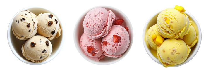 Fototapeta premium Ice cream scoop collection set isolated transparent