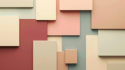 Obraz premium Abstract Background, neutral color blocks arranged in a minimalist pattern, clean lines, and soft edges