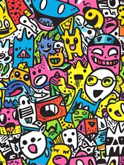 Doodle Art Illustration for Merchandise Clothing, Fashion Textile, Sport Apparel and Clothes Design Printing, Street Art Graffiti Pattern, Colorful Streetwear Design Bundle.