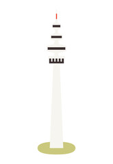 TV tower building isolated on white background.