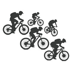 Fototapeta premium Bicycle icon. Bicycle race symbol. Cycling race flat icon. Cyclist sign. Road Cyclist Silhouette. sports, riders silhouettes cycling silhouette 
