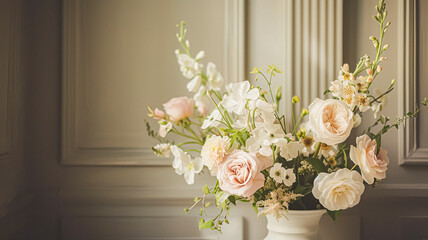Obraz premium Spring flowers in vintage vase, beautiful floral arrangement, home decor, wedding and florist design