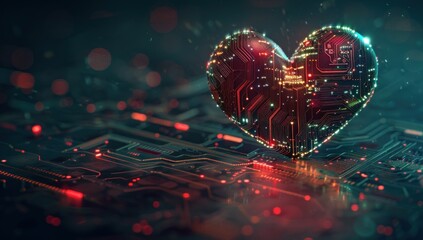 Digital Heart on Circuit Board