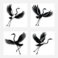 Flying flamingo vector illustration icons