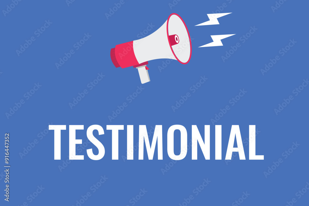 Wall mural testimonial button, banner, label, template for website. testimonial text with colorful megaphone icon
