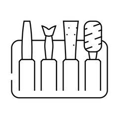 set with callus remover accessories line icon vector. set with callus remover accessories sign. isolated contour symbol black illustration