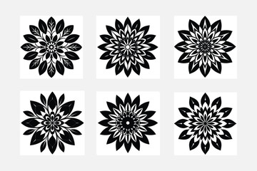 Six simple art pattern vector illustration
