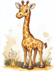 Obraz premium Adorable Baby Giraffe Illustration