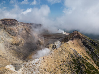 Mt Meakan, Hokkaido: Dramatic view of the stunning Meakan active volcano in the Akan-Mashu National Park in Hokkaido in Japan.
