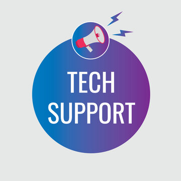 tech support button, banner, label, template for website. tech support text with colorful megaphone icon
