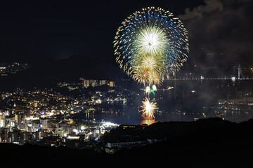 金比羅山から長崎港まつりの花火02