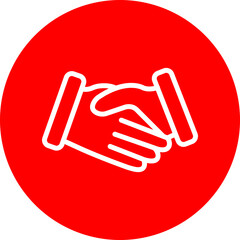 Handshake Vector Line White Circle Red