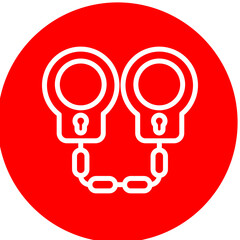 Handcuffs Vector Line White Circle Red